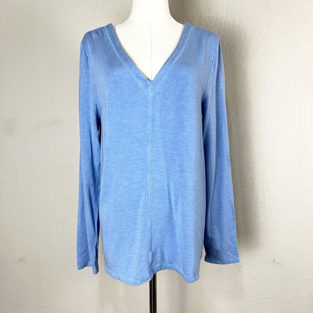 Lilly Pulitzer Shirt Size Large Blue Areli‎ Pullover Criss Cross Long Sleeve